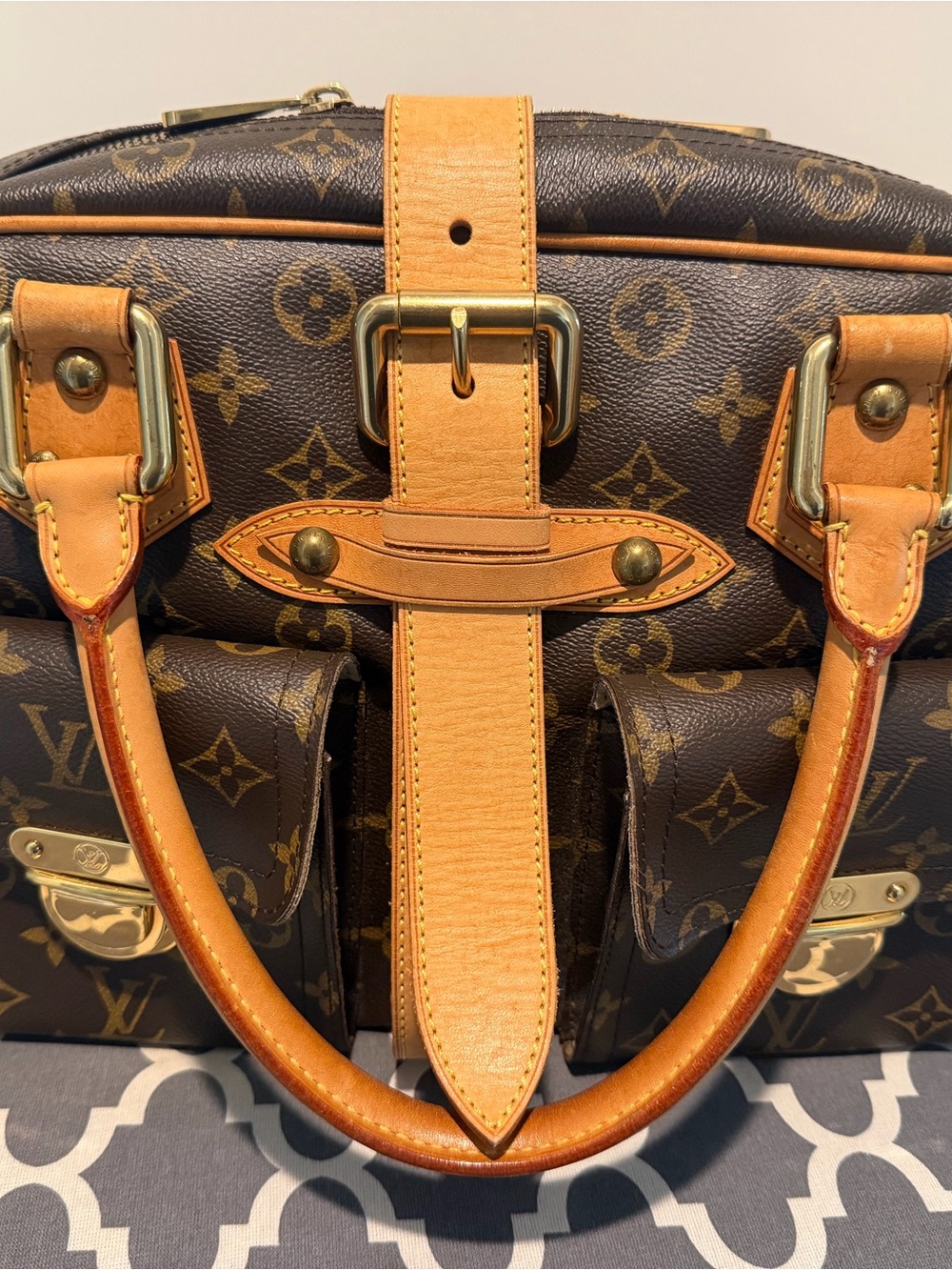 Louis Vuitton Manhattan GM: Monogram Canvas Satchel with Natural Vachetta Trim